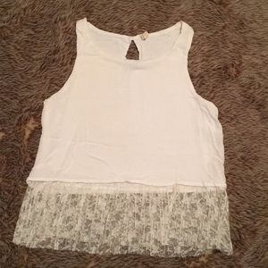 White Tank Top with Lace Bottom